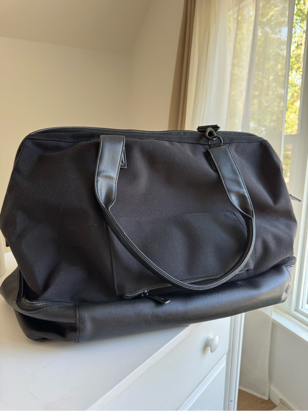 BEIS Black Weekender Travel Duffel Bag with Bottom Shoe Compartment